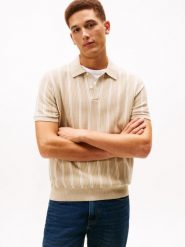 Tommy Hilfiger koszulka polo z dzianiny Mężczyźni Bawełna beżowy|biały, S. Białe koszulki polo męskie Tommy Hilfiger, m, bez wzorów, z bawełny, bez ramiączek. Za 329.95 zł.