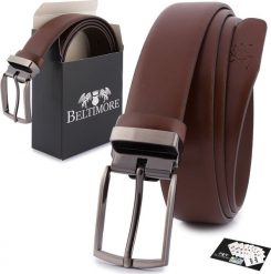 Beltimore Pasek męski skórzany premium 3,5 cm casualowy brązowy skóra lico Beltimore brązowy E37. Brązowe paski damskie Beltimore, bez wzorów, ze skóry. Za 59.99 zł.