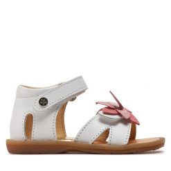 Sandały Naturino. Białe sandały dziewczęce Naturino, bez zapięcia. Za 389.99 zł.