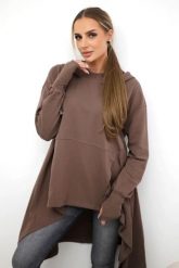 Bluza rozkloszowana u dołu mocca. Bluzy damskie KESI, l, bez wzorów, z bawełny, z kapturem. Za 238.37 zł.