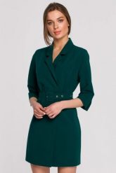 Elegancka sukienka marynarkowa z paskiem zielona. Zielone sukienki damskie Stylove, do pracy, l, bez wzorów, z poliesteru, biznesowe, bez kołnierzyka, bez ramiączek, proste. Za 349.00 zł.