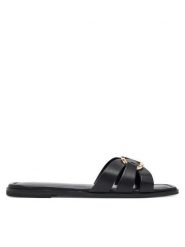 TWINSET Klapki 251TGT090 Czarny. Czarne klapki damskie Twinset, bez wzorów, ze skóry, bez obcasa. Za 569.99 zł.