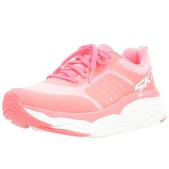 Buty do chodzenia damskie Skechers Max Cushioning Elite. Czerwone obuwie sportowe damskie Skechers, bez wzorów, z materiału, trekkingowe. Za 499.10 zł.