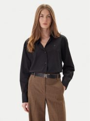 Tommy Hilfiger Koszula WW0WW45612 Czarny Relaxed Fit. Czarne bluzki damskie Tommy Hilfiger, bez wzorów, z bawełny, bez kołnierzyka, bez ramiączek. Za 519.99 zł.
