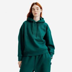 Bluza z kapturem damska Elementals. Zielone bluzy damskie Decathlon, s, bez wzorów, z bawełny, z kapturem. Za 169.99 zł.