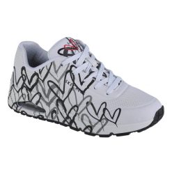 Buty do chodzenia damskie Skechers Uno Spread The Love. Białe obuwie sportowe damskie Skechers, bez wzorów, z materiału, trekkingowe, Skechers Sport. Za 369.99 zł.