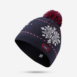 Czapka narciarska dla dorosłych Wedze Jacquard. Niebieskie czapki i kapelusze męskie WED'ZE, na zimę, bez wzorów, z dzianiny. Za 49.99 zł.
