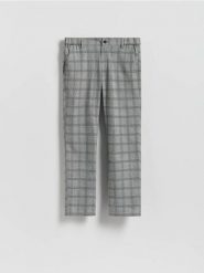 Spodnie chino slim w kratę - szary. Szare spodnie materiałowe męskie Reserved, l, bez wzorów, z tkaniny. Za 159.99 zł.
