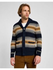 LEE MĘSKI SWETER FRONTIER CARDIGAN NAVY 112357966 LD47013678. Niebieskie swetry przez głowę męskie Lee, m, bez wzorów, bez kołnierzyka. Za 199.99 zł.