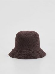 Kapelusz bucket - ciemnobrązowy. Brązowe czapki i kapelusze damskie Reserved, bez wzorów. Za 69.99 zł.