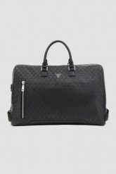 GUESS Сzarna torba podróżna Torino Duffle. Czarne torby sportowe męskie Guess, z aplikacjami, z materiału. W wyprzedaży za 694.99 zł.
