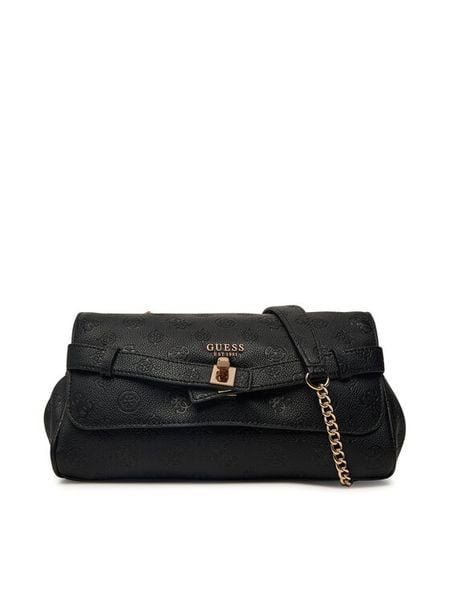 Guess Torebka Ella Logo HWPD97 46210 Czarny. Czarne torebki do ręki damskie Guess, z aplikacjami, bez dodatków. Za 584.99 zł.