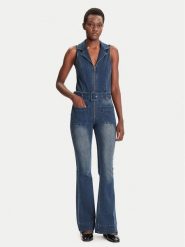 Desigual Kombinezon Glenn 25WWDD07 Granatowy Regular Fit. Niebieskie sukienki damskie Desigual, s, bez wzorów, z bawełny, bez kołnierzyka, bez ramiączek. Za 639.99 zł.