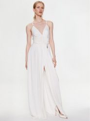 Elisabetta Franchi Sukienka wieczorowa AB-430-32E2-V700 Biały Regular Fit. Białe sukienki damskie Elisabetta Franchi, bez wzorów, wizytowe, bez kołnierzyka, bez ramiączek. Za 3,829.00 zł.