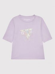 Guess Bluzka K2YI17 KAPO0 Fioletowy Regular Fit. Fioletowe t-shirty i topy dla dziewczynek Guess, z aplikacjami, z bawełny, bez ramiączek. Za 109.99 zł.