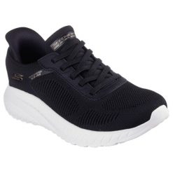 Damskie BOBS SQUAD CHAOS CURRENT MUSE Slip-On Czarny. Czarne trampki i tenisówki damskie Skechers, bez wzorów, z dzianiny, sportowe, bez zapięcia. Za 490.00 zł.
