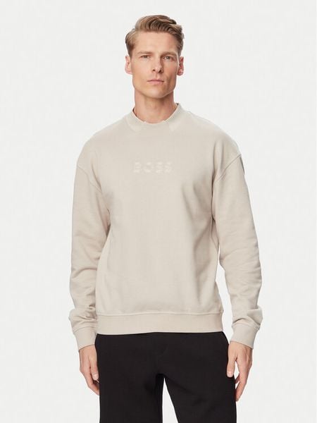 BOSS Bluza 50561510 Beżowy Regular Fit. Brązowe bluzy męskie Boss, m, bez wzorów, z bawełny, bez kaptura. Za 449.99 zł.