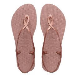 Japonki plażowe damskie Havaianas Luna. Czerwone klapki damskie Havaianas, bez wzorów, z gumy, sportowe, bez obcasa. Za 119.99 zł.