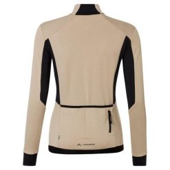 Damska bluzka z długim rękawem z połową zamka VAUDE Kuro. Brązowe koszulki sportowe damskie Vaude, bez wzorów, bez kołnierzyka, bez ramiączek, rowerowe. W wyprzedaży za 297.65 zł.