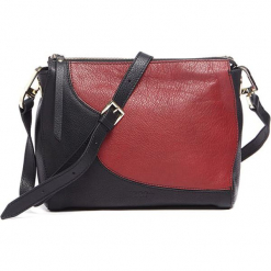 Skórzana torebka w kolorze czarno-bordowym - (S)25 x (W)19 x (G)10 cm. Czarne torby na ramię damskie marki Tosca Blu. W wyprzedaży za 359.95 zł.