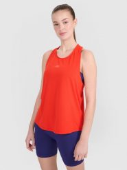 4F Top treningowy oversize szybkoschnący damski - czerwony M. Czerwone koszulki sportowe damskie 4f, m, bez wzorów, bez kołnierzyka. W wyprzedaży za 59.99 zł.