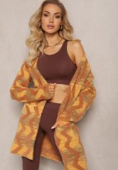 Brązowy Luźny Kardigan Niezapinany w Geometryczny Print Sheshy. Brązowe kardigany damskie Renee, bez wzorów, z dzianiny, eleganckie, bez kołnierzyka, bez ramiączek, bez kaptura. Za 119.99 zł.