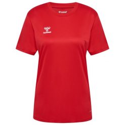 Damski jersey Hummel Essential. Czerwone koszulki sportowe damskie Hummel, bez wzorów, z jersey, sportowe, bez kołnierzyka. Za 59.99 zł.