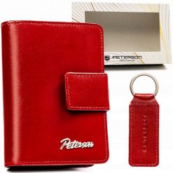 Zestaw prezentowy Peterson PTN SET-D-65 czerwony. Czerwone portfele damskie Peterson, bez wzorów, ze skóry. Za 109.00 zł.