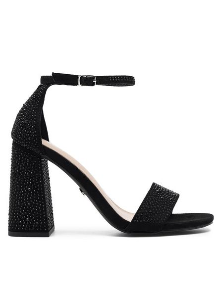 DeeZee Sandały KL-F3496-1 Czarny. Czarne sandały damskie DeeZee, bez wzorów, z materiału, bez obcasa, na słupku, bez zapięcia. Za 139.99 zł.