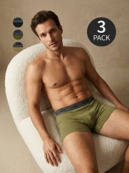 Bawełniane bokserki Long 3 pack - zielony. Zielone bokserki męskie Sinsay, l, bez wzorów, z bawełny. Za 35.99 zł.