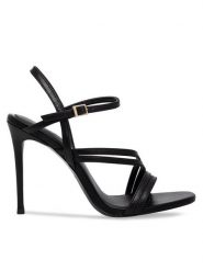 Eva Minge Sandały CATHERINE-S9050-118 Czarny. Czarne sandały damskie Eva Minge, bez wzorów, ze skóry, bez obcasa, na szpilce, bez zapięcia. Za 279.99 zł.