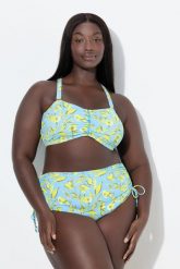 Damskie Bikini kwiaty ozdobne tasiemki regulowane ramiączka. Niebieskie bikini damskie Ulla Popken, plus size, bez wzorów, plus size. Za 239.99 zł.