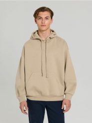 Bluza hoodie comfort fit - beżowy. Brązowe bluzy męskie Sinsay, l, bez wzorów, bez kaptura. Za 39.99 zł.