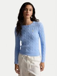 Polo Ralph Lauren Sweter 211971869512 Niebieski jasny Slim Fit. Niebieskie swetry damskie Polo Ralph Lauren, m, bez wzorów, z bawełny, bez kołnierzyka, bez ramiączek, bez kaptura. Za 949.99 zł.
