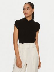 TWINSET Bluzka 242TP3110 Czarny Slim Fit. Czarne bluzki damskie Twinset, m, bez wzorów, z wiskozy, bez kołnierzyka, bez ramiączek. Za 369.99 zł.