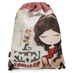 Worek damski Anekke, wykonany z lekkiego materiału tekstylnego z dekoracyjnym nadrukiem zamykany na ściągacz ze sznurkami, kolorowy, 42474-001. Torebki do ręki damskie Anekke, bez wzorów, biznesowe, z nadrukiem, bez dodatków. Za 119.00 zł.