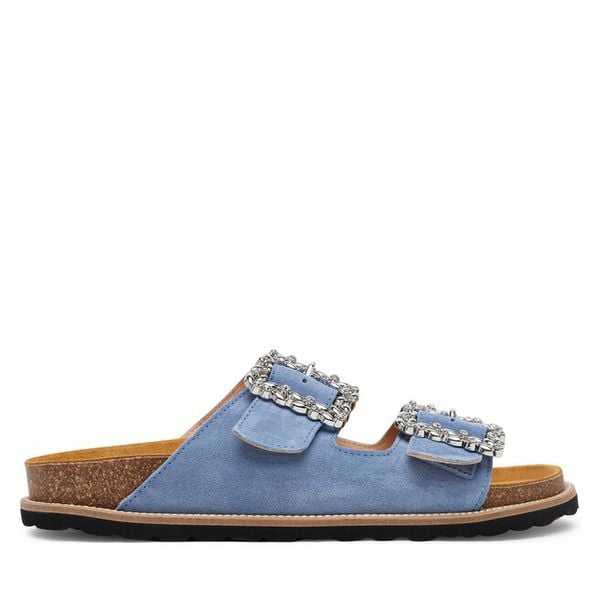 Klapki Pollini. Niebieskie klapki damskie Pollini, bez wzorów, bez obcasa. Za 609.99 zł.