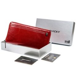 Portfel damski Rovicky CPR-8794-BAR czerwony. Czerwone portfele damskie ROVICKY, bez wzorów, ze skóry. Za 109.99 zł.