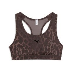 Damski stanik sportowy 4KEEPS o średnim wsparciu PUMA. Brązowe obuwie sportowe damskie Puma, bez wzorów, na fitness i siłownię. Za 106.99 zł.