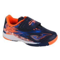 Buty halowe - halówki chłopięce, Joma Super Copa Jr 2203 IN. Niebieskie buty sportowe chłopięce Joma, bez wzorów, bez zapięcia, do piłki nożnej. Za 99.99 zł.