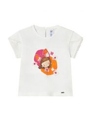 Mayoral T-Shirt 1079 Biały Regular Fit. Białe t-shirty i topy dla dziewczynek Mayoral, bez wzorów, z bawełny, bez ramiączek. Za 79.99 zł.