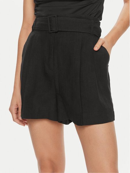 Marella Szorty materiałowe Panama 2413141012 Czarny Regular Fit. Czarne szorty damskie Marella, bez wzorów, ze lnu. Za 699.99 zł.