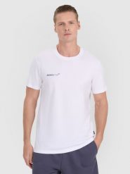 4F T-shirt regular z nadrukiem męski - biały L. Białe koszulki sportowe męskie 4f, l, bez wzorów, z bawełny, klasyczne, bez kołnierzyka. Za 69.99 zł.