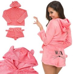 Ciepła piżama damska dwuczęściowa z kapturem miękka pluszowa krótkie m. Piżamy damskie xxxxxxxxxxxxxxxx Verk Group (Verk), m, bez wzorów, bez ramiączek, krótkie. Za 82.07 zł.