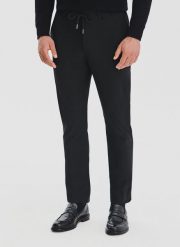 PAKO LORENTE – Czarne spodnie męskie. Czarne spodnie materiałowe męskie Pako Lorente, m, bez wzorów, z elastanu, casualowe. Za 279.99 zł.