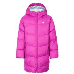 Kurtka Ocieplana Dziecięca Pleasing. Niebieskie kurtki i płaszcze dla dziewczynek Trespass, bez wzorów, z puchu, bez kaptura. Za 163.99 zł.