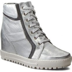 Sneakersy EKSBUT - 4128-C77/369/F94 Srebro Lic. Szare botki damskie Eksbut, bez wzorów, ze skóry, bez obcasa, na obcasie, bez zapięcia. W wyprzedaży za 209.00 zł.