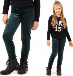 Legginsy dziewczęce Welurowe Elastyczne Spodnie Getry Welur Butelkowe 134. Legginsy dla dziewczynek LAEMI, bez wzorów, z weluru. Za 29.99 zł.