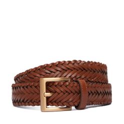 Pasek Tommy Hilfiger. Brązowe paski damskie Tommy Hilfiger, bez wzorów. Za 269.99 zł.