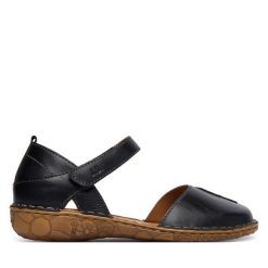 Półbuty Josef Seibel. Czarne półbuty damskie Josef Seibel, bez wzorów, bez obcasa, na płaskiej podeszwie, bez zapięcia. Za 349.99 zł.